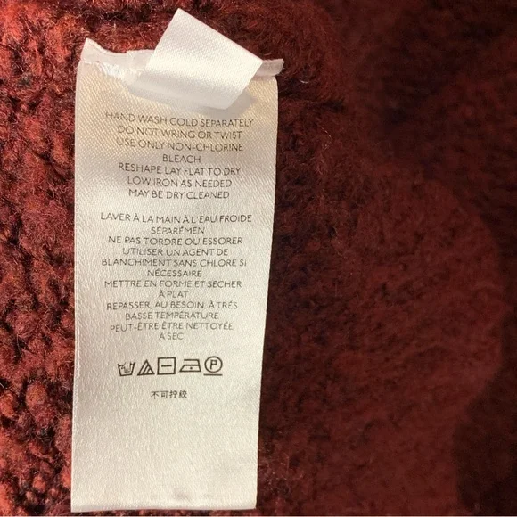 Anthropologie Lilla Cardigan Maroon Red Chunky Knit Sweater Cardigan Cozy Long - Picture 12 of 13